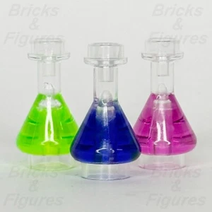 LEGO® Erlenmeyer Frasco Poción Minifigura Utensilio Parte Verde Púrpura Rosa Paquete de 3 - Imagen 1 de 2