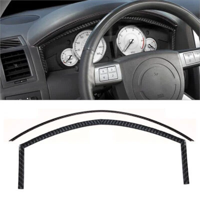 2 peças acabamento interno de tampa de velocímetro de fibra de carbono para Chrysler 300 2005-2007 - Imagem 1 de 4