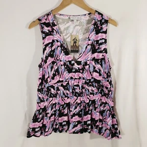 NEW Sofia Jeans by Sofia Vergara Women's Smocked Peplum Tank Top Purple Sz L NWT - Picture 1 of 5