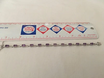 纯银 6 克拉AMETHYST网球手链 — 第 1/4 张图片