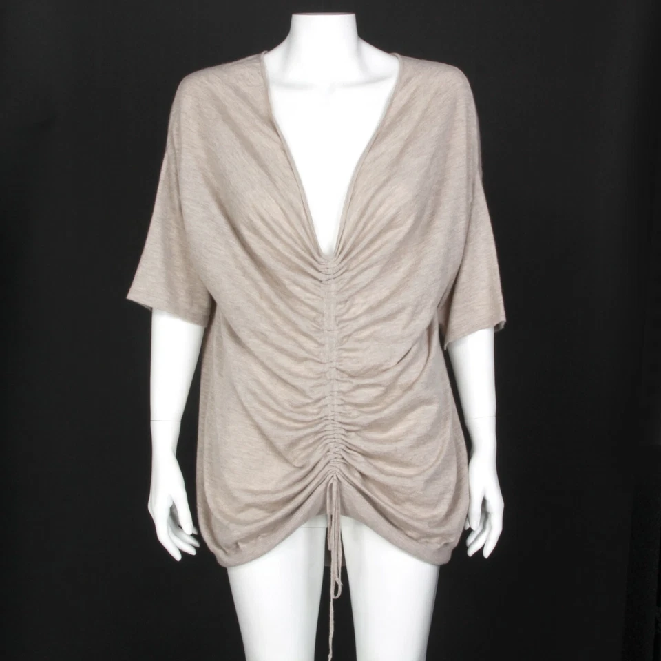 Neiman Marcus Long Ruched Front Brown Cashmere Tunic Sweater Womens Medium - 889 - Image 1 of 4