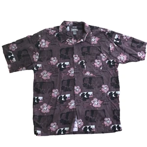 Bruno Men XL Linen Rayon Hawaiian Short Sleeve Shirt Purple Floral Tropical - Picture 1 of 9