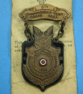 R.O.T.C. 1939 Rifle Match William Randolph Hearst Pin Award on Original Card - Picture 1 of 7