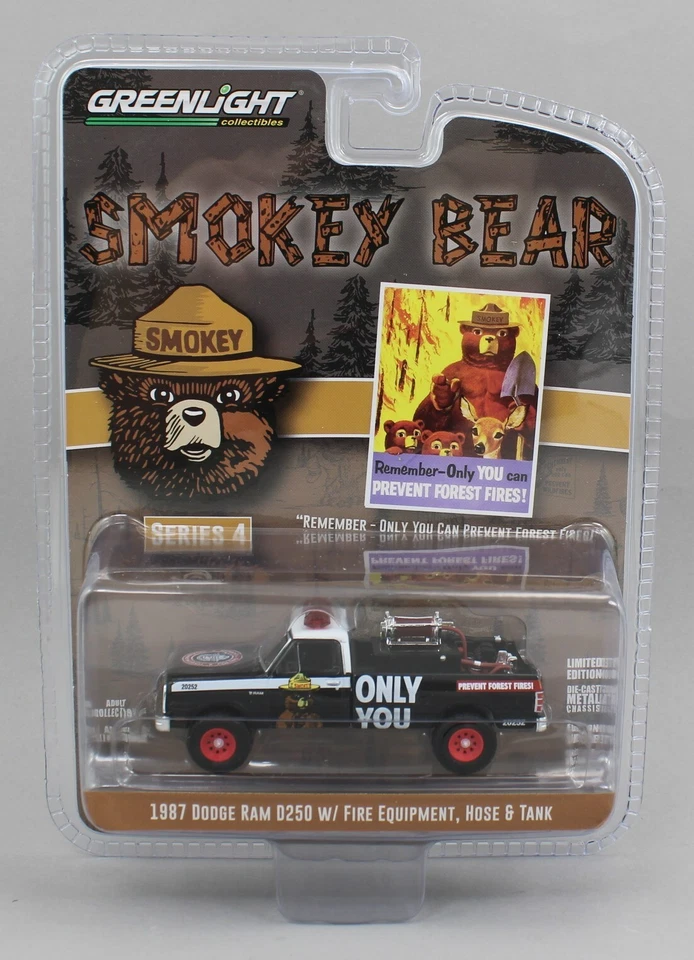 1:64 GreenLight *SMOKEY BEAR 4* 1987 Dodge Ram D250 Fire Truck *NIP* - Image 1 of 1