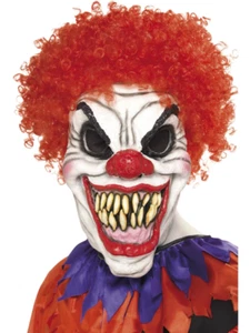 New Adult Scary Clown Mask with Hair Halloween Fancy Dress Accessory - Picture 1 of 1