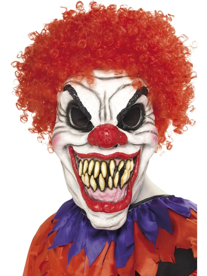 New Adult Scary Clown Mask with Hair Halloween Fancy Dress Accessory - Image 1 of 1