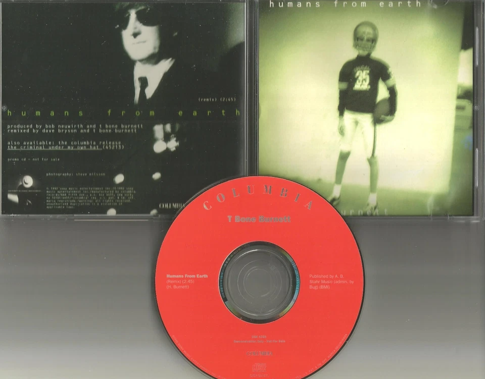 T BONE BURNETT Humans from Earth REMIX 1992 PROMO DJ CD single w/ PRINTED LYRICS Foto 1 de 1