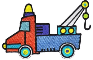 Heavy Machinery Toy Tow Truck Embroidered Iron On Patch - Picture 1 of 11