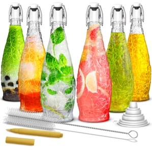 Nevlers 33 Unzen strukturierte Schwenkdeckelflaschen (6er Pack) | Inklusive Trichter, Pinsel - Bild 1 von 9