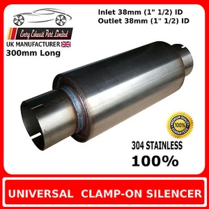 3" x 8" Clamp On Stainless Steel Silencer Exhaust Box Body, 1" 1/2 (38mm) Bore - Afbeelding 1 van 2