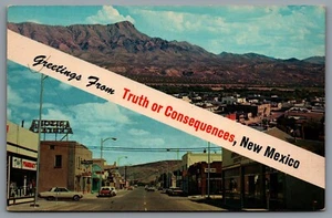 Postcard Truth or Consequences NM c1970 Greetings From T & C Dual View US 85 - Picture 1 of 2