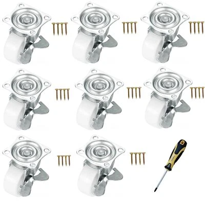 8 ruote Per carrello rotella girevole freno  trasporto con 32 Viti +1 Cacciavite - Immagine 1 di 4