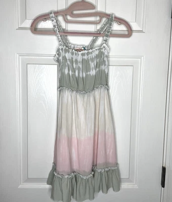 Vestido de babado Havana vintage feminino XL rosa tingido vestido de verão pulôver - Imagem 1 de 4