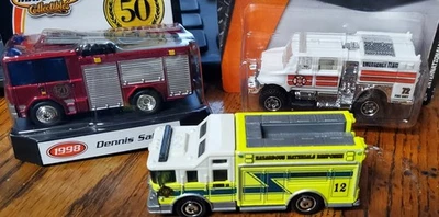 3 Matchbox Fire Engines - Dennis Sabre, Hazard Squad, International Brush Truck - Image 1 of 4