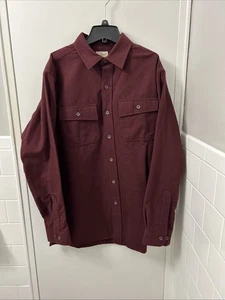 LL Bean Chamois Shirt Mens Medium Red Deep Wine Heavyweight Traditional Fit L/S - Picture 1 of 11