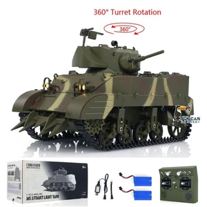 1/16 RC Tank US M5A1 Stuart VI Ferngesteuerter Panzer 360°drehbar Batterie Funk - Picture 1 of 12