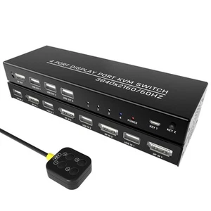 KVM Switch 4 Computers Displayport, One Monitor Switch to Share Mouse, Keyboa... - Picture 1 of 7