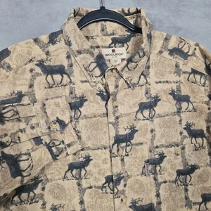 Vintage Woolrich Shirt Mens XL Elk Deer All over print Chamois Flannel Hunting - Picture 1 of 11