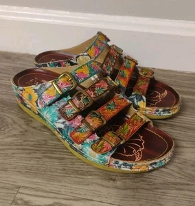 Spring Step L'Artiste Dandi Floral Tie Dye Sandals Size 40 US 9 Slip On EUC - Picture 1 of 8