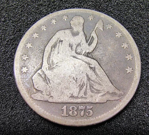 1875 Seated Liberty Half Dollar 50C - Philadelphia - Surv. Pop.-2,800 - G Cond. - Picture 1 of 22