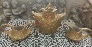 MCM Weeping 22K Gold Vase / Cream Sugar - Picture 1 of 11