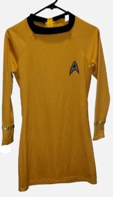 STAR TREK NEXT GENERATION GOLD/BLK LADIES TUNIC UNIFORM DRESS RUBIES COSTUME  M - Image 1 of 3