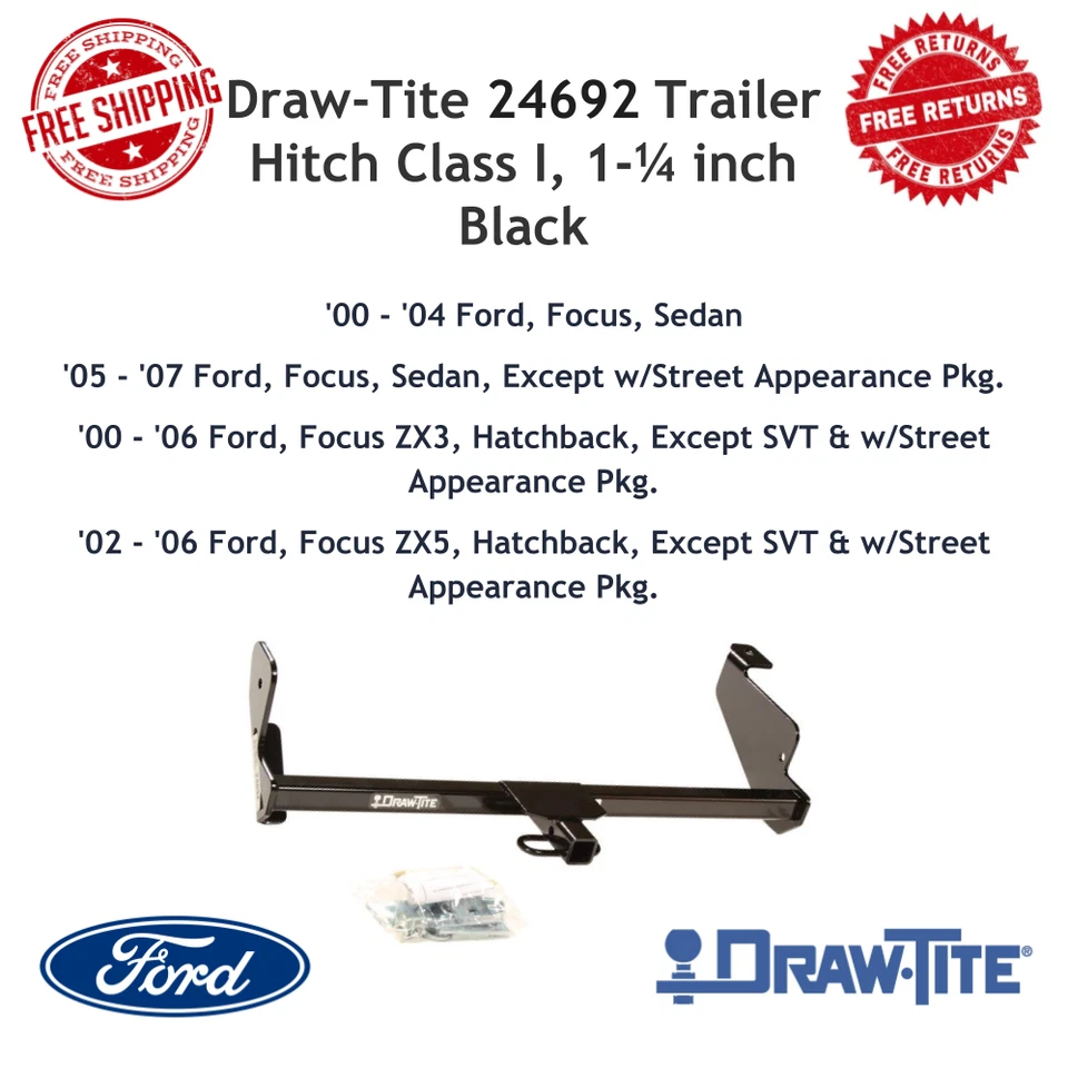 Enganche de remolque Draw-Tite 24692 clase I, 1-1/4 pulg. Para Focus, Focus ZX3, Focus ZX5 Foto 1 de 4