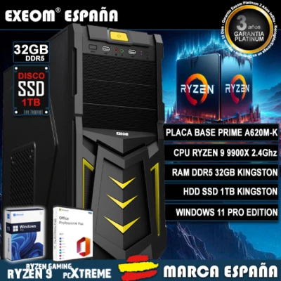 Ordenador Gaming Pc Sobremesa Ryzen 9 9900X 32GB DDR5 SSD 1TB Windows 11 - Imagen 1 de 4