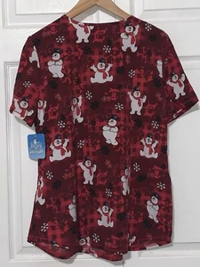 Scrubstar Women's Christmas Scrub Top Sz M~Frosty the Snowman NWT - Picture 1 of 4