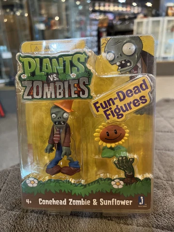 Plants VS Zombies Cone-Head Fun Dead Figure W/ Sunflower Jazwares POP CAP 2012 Cover