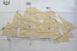 Abrechnungsboote HMS Victory 1:75 - 18er Set Segel für Modell auf CNC Maschine genäht - Bild 1 von 10