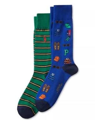 Polo Ralph Lauren Hombre 2-Pk. Calcetines holgados Preppy Icon 10-13 azul/verde  Foto 1 de 3