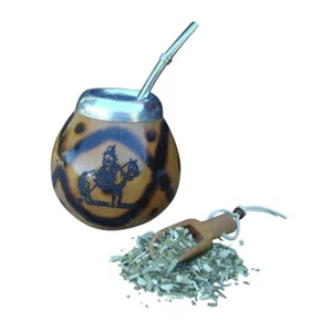   Copa Argentina Mate Calabaza Hecha a Mano + Paja Grabado Gaucho BONO Cuchara Yerba - Imagen 1 de 1