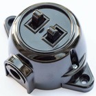 Aufputz Doppelschalter  Schwarz RETRO Alt FEST Serienschalter 