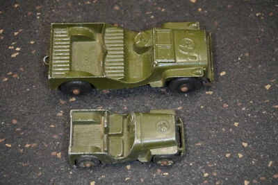  Pair of TootsieToy Army Jeeps Two Sizes Large and Small - Image 1 of 3