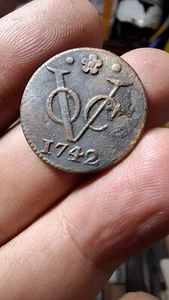 Dutch Netherlands Colonial VOC Duit 1742 Holland NewYork Penny Nice Coin a.20 - Picture 1 of 2
