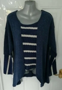 KEKOO DESIGN Gr. (1) altrosa weiß meliert Lagenlook Pullover Oberteil asymmetrisch - Bild 1 von 9