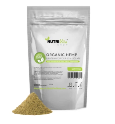 NVS 100% Pure Organic Hemp Protein Powder 50% Isolate USDA nonGMO High Fiber USA - Image 1 of 3