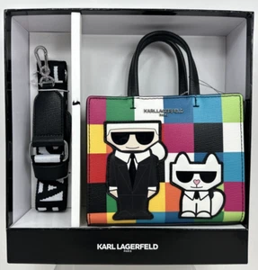 KARL LAGERFELD PARIS Multi Combo Crossbody Satchel Color Blocks New w/ Tags $168 - Picture 1 of 7