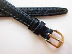 Hirsch black "Ostrichgrain" 10 MM open end leather watch band strap