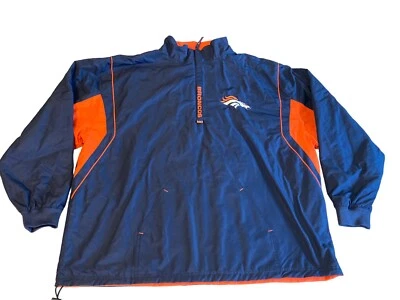 丹佛野马队 1/4 拉链套衫风衣,羊毛衬里 2XL,XXL 复古 NFL  — 第 1/4 张图片