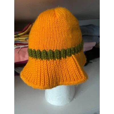 Vintage Orange & Green Knit Hat With Wide Brim Size M - Image 1 of 4