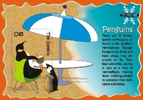 Gambia 2007 - Pingüinos - Hoja de estampillas de recuerdo - Scott #3062 - MNH Foto 1 de 1