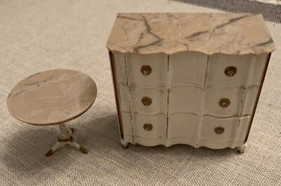 IDEAL Petite Princess Doll Palace Chest & Folding Side Table Furniture Dresser - Image 1 of 4