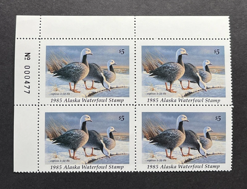 WTDstamps - 1985 ALASKA - Block - State Duck Stamp - Lot1 - Mint OG NH  - Image 1 of 2