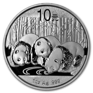 China 2013 Silver Panda 10 Yuan 1 Oz Pure Silver Coin BU in original capsule - Picture 1 of 2