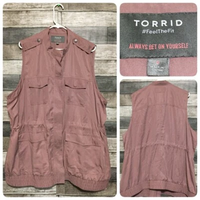 Жилет универсальный Torrid 100% Lyocell женский большой размер 3 розовый повседневный на молнии M4 - Изображение 1 из 4