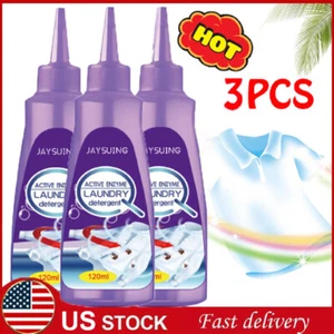 3 x120ml Active Enzyme Laundry Detergent Stain Oil Remover for Clothes Cleaning - Picture 1 of 16
