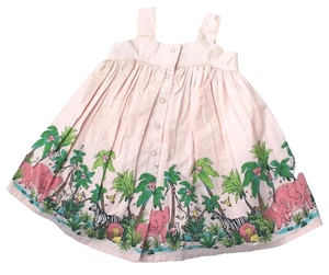 Vestido Emma's Garden Rosa Sin Mangas Animal Estampado Selva Algodón Talla 12M - Imagen 1 de 5