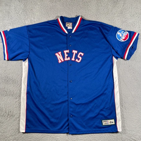 New Jersey Nets Jacket Mens 2XL Majestic Pre Game Warmup Button NBA Basketball Cover